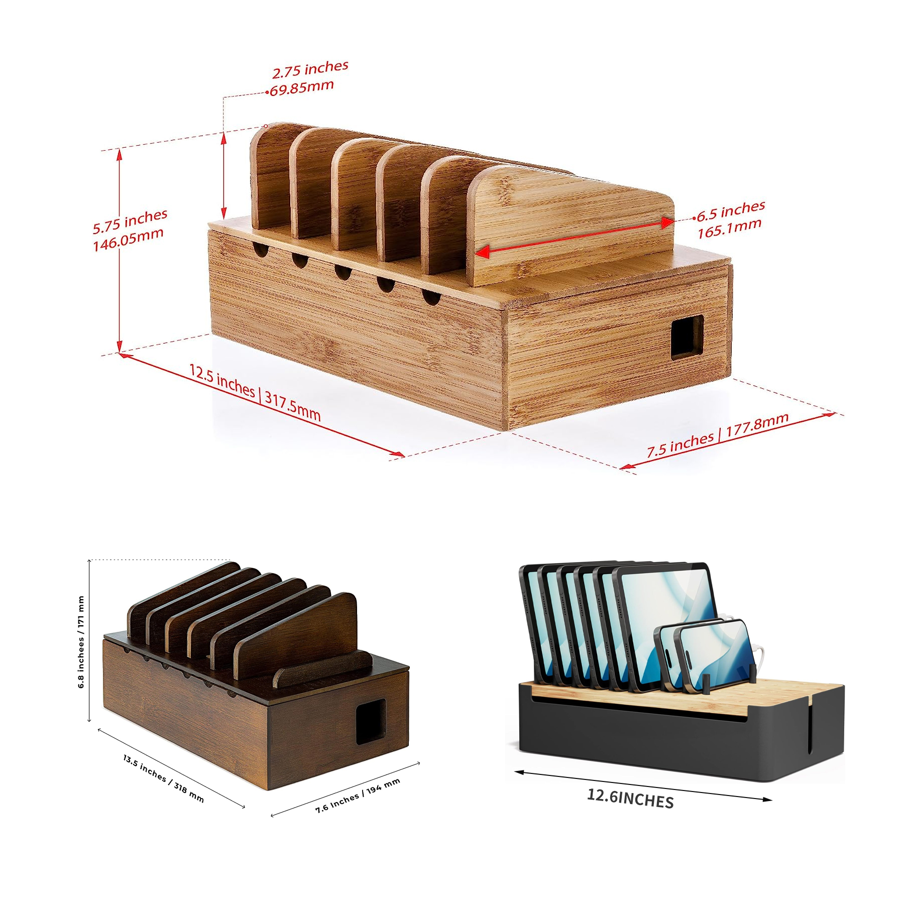 Natural Bamboo Charging Station Rack 3