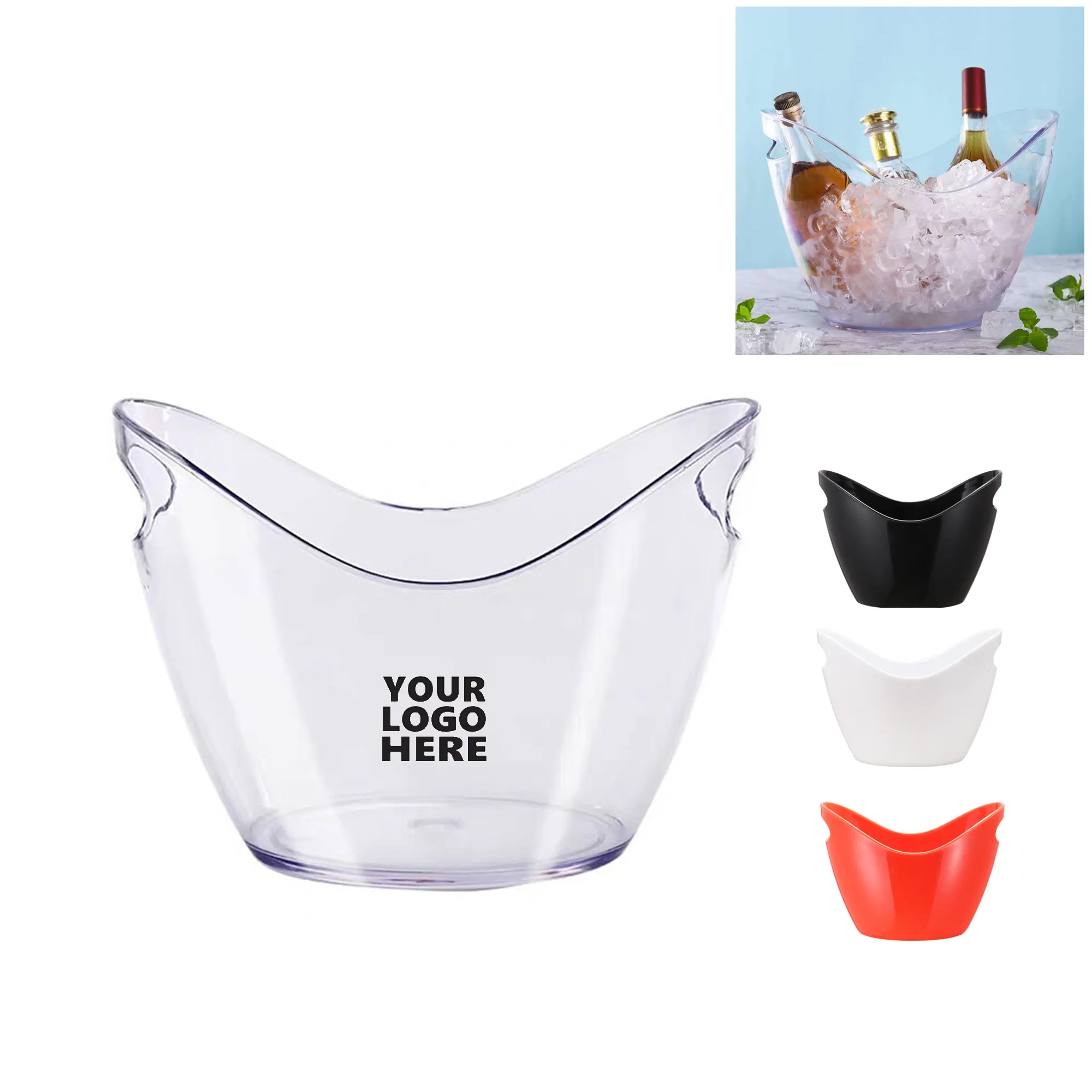 4 Liter Clear Plastic Oval Ice Bucket 3