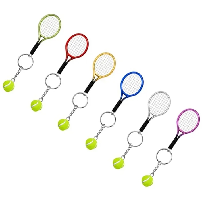 Simulated mini tennis racket keychain 3