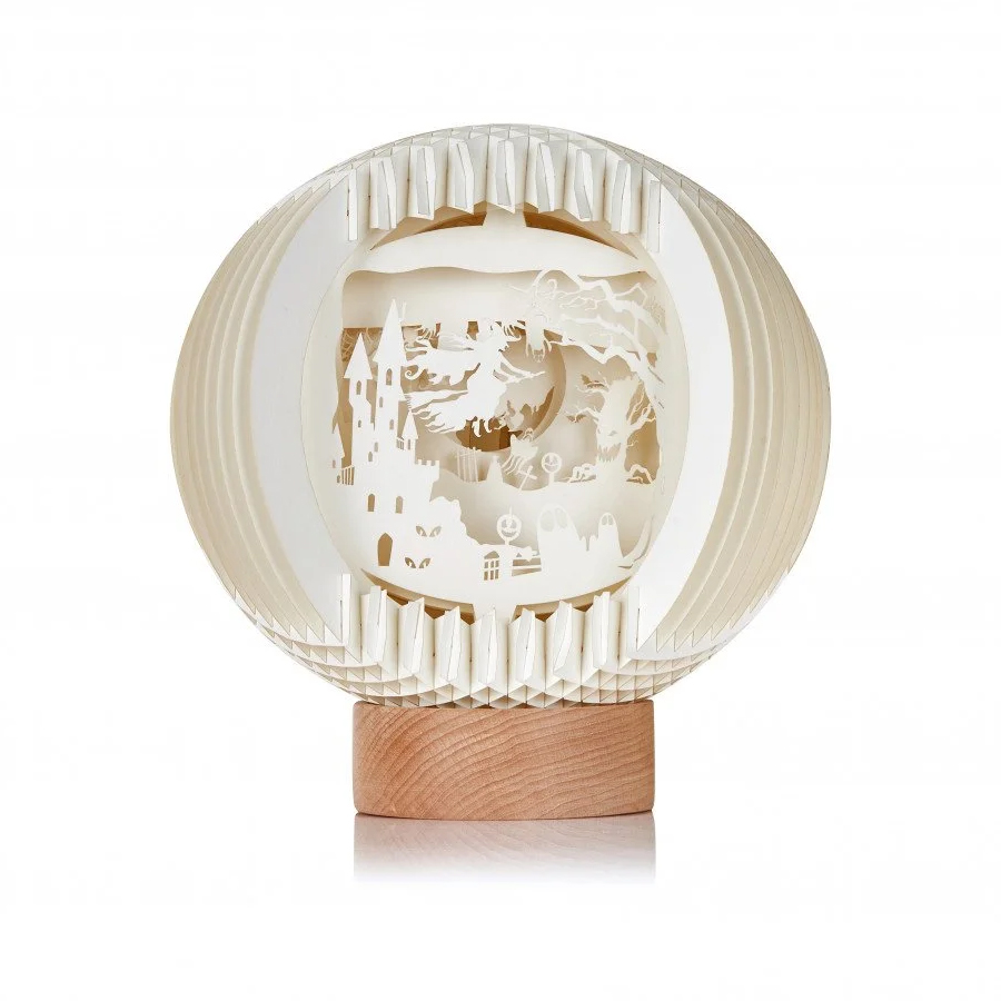 3D Paper Art Table Lamp With Wood Base 6