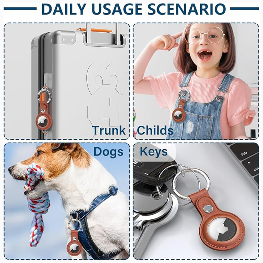 Economical PU Leather AirTag Holder with Key Ring 8