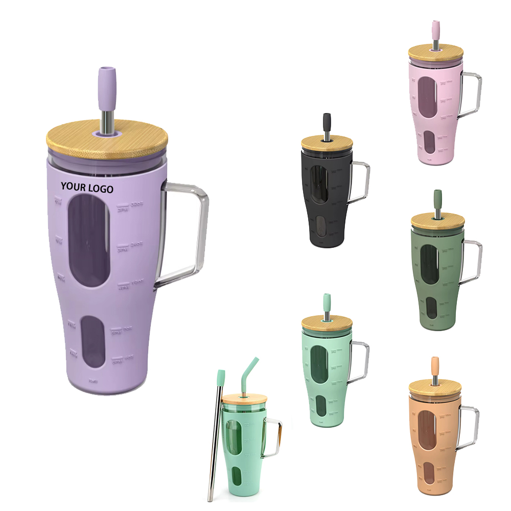32 oz Glass Tumbler with Lid and Straw 4