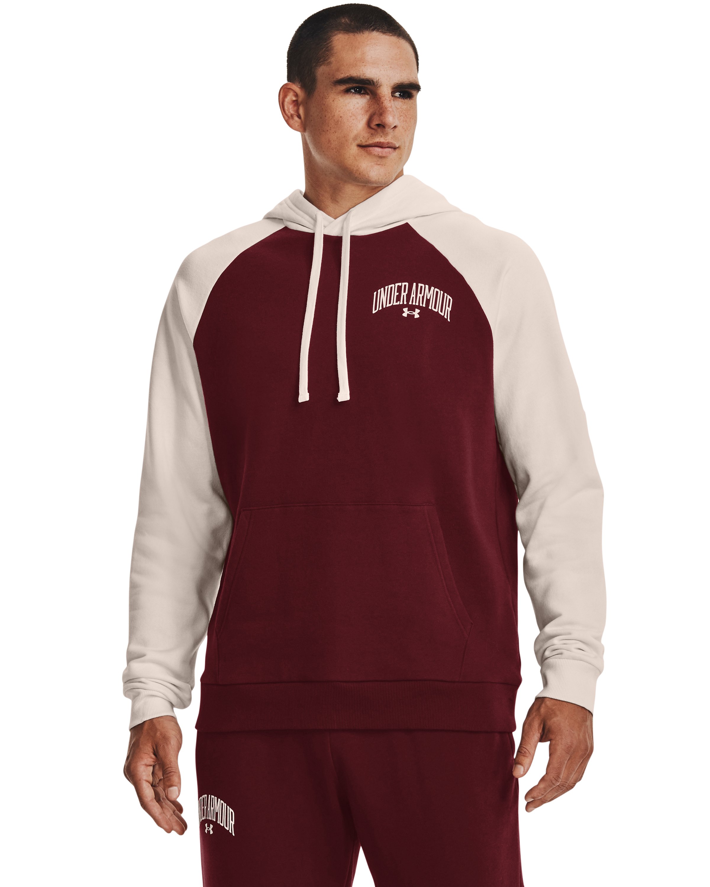 UA Rival Fleece Wordmark Colorblock Men's Hoodie, custom hoodie or sweatshirt with logo imprint 5