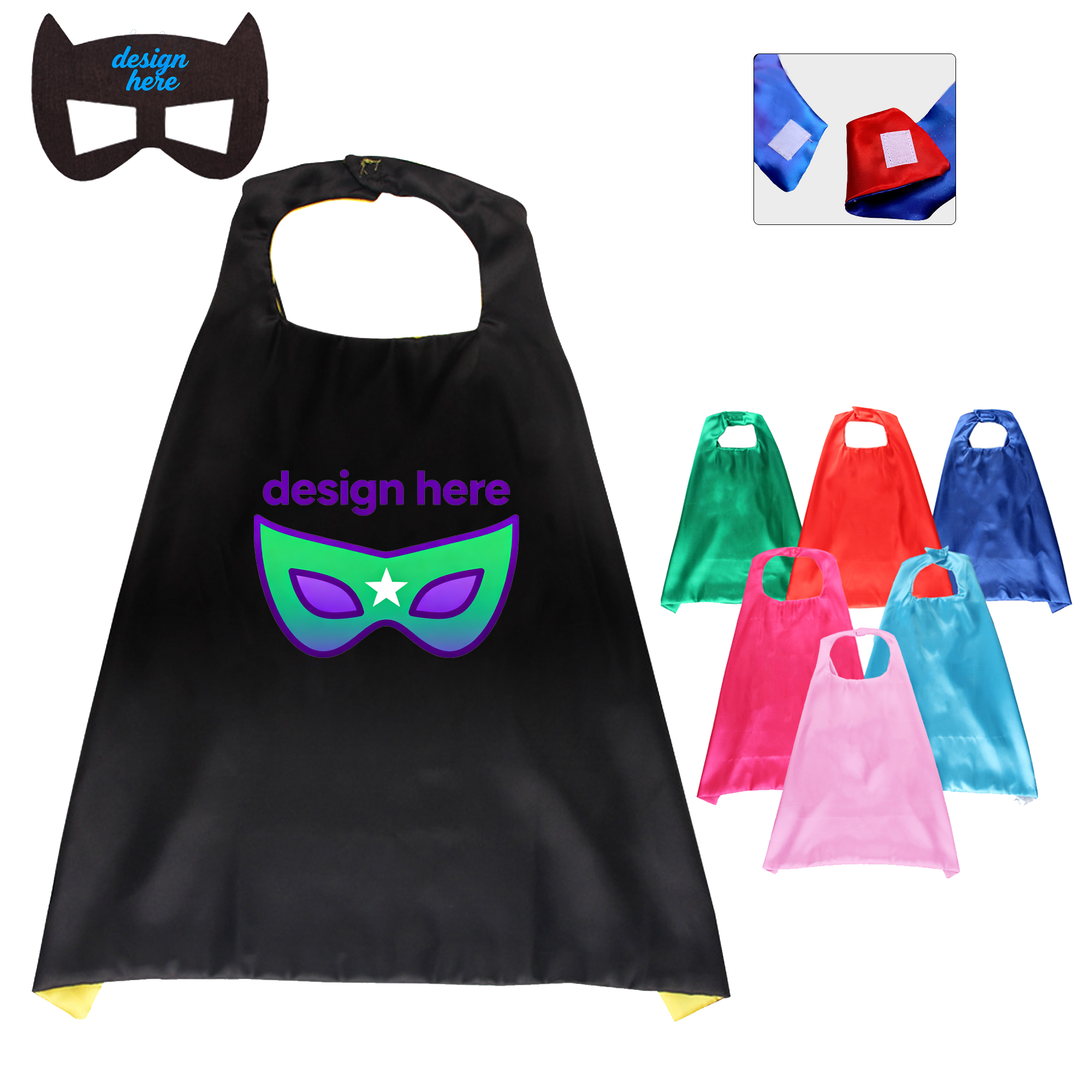 Kids Action Hero Cape with Attachable Mask for Pretend Play 2