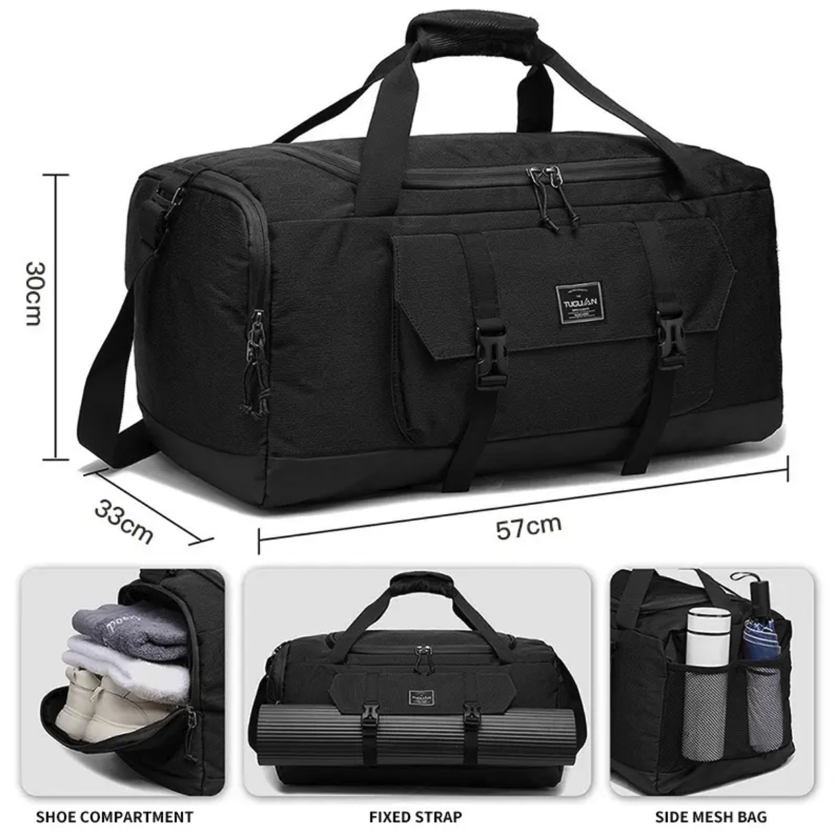 Canvas Duffel Bag with Wet Pocket Shoes Compartment 2