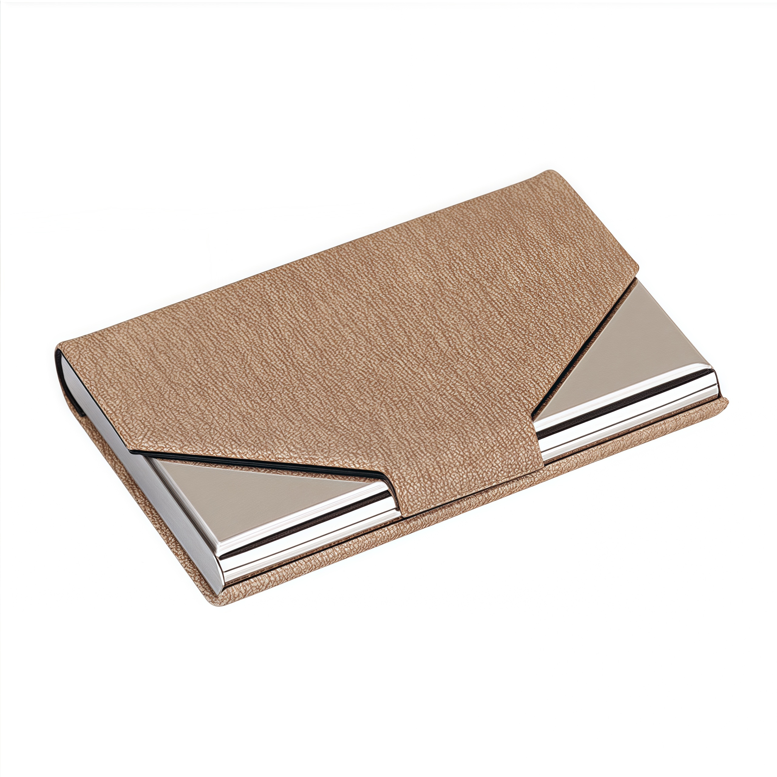 Metal Business Card Holder Office Gift Promotional Stainless Steel PU Card Case with Strong Magnet 2