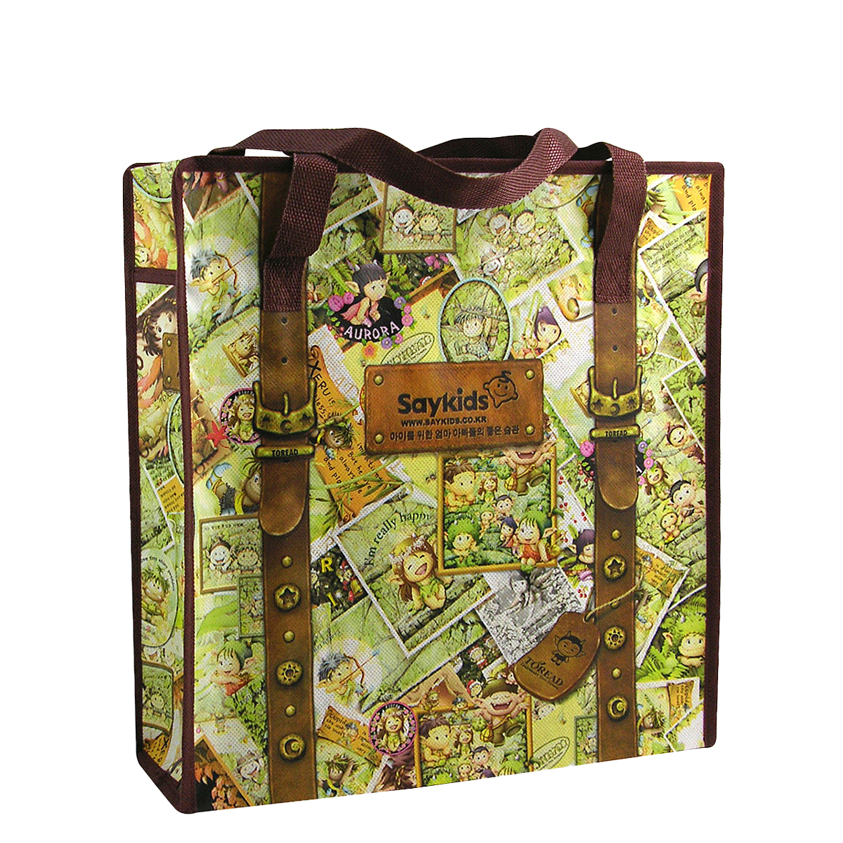 Custom Full-color Laminated Non-Woven Zipper Tote Bag14"x15"x5" 1