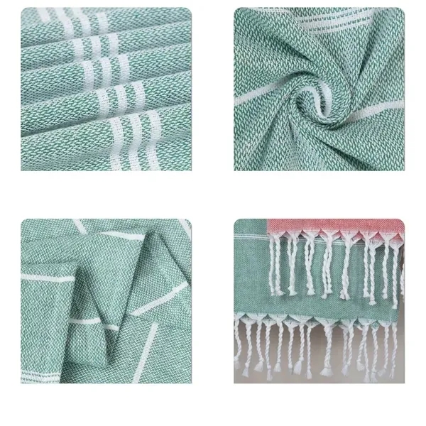 Fringed Jacquard Striped Bath Towel - Poly-Cotton Blend 11