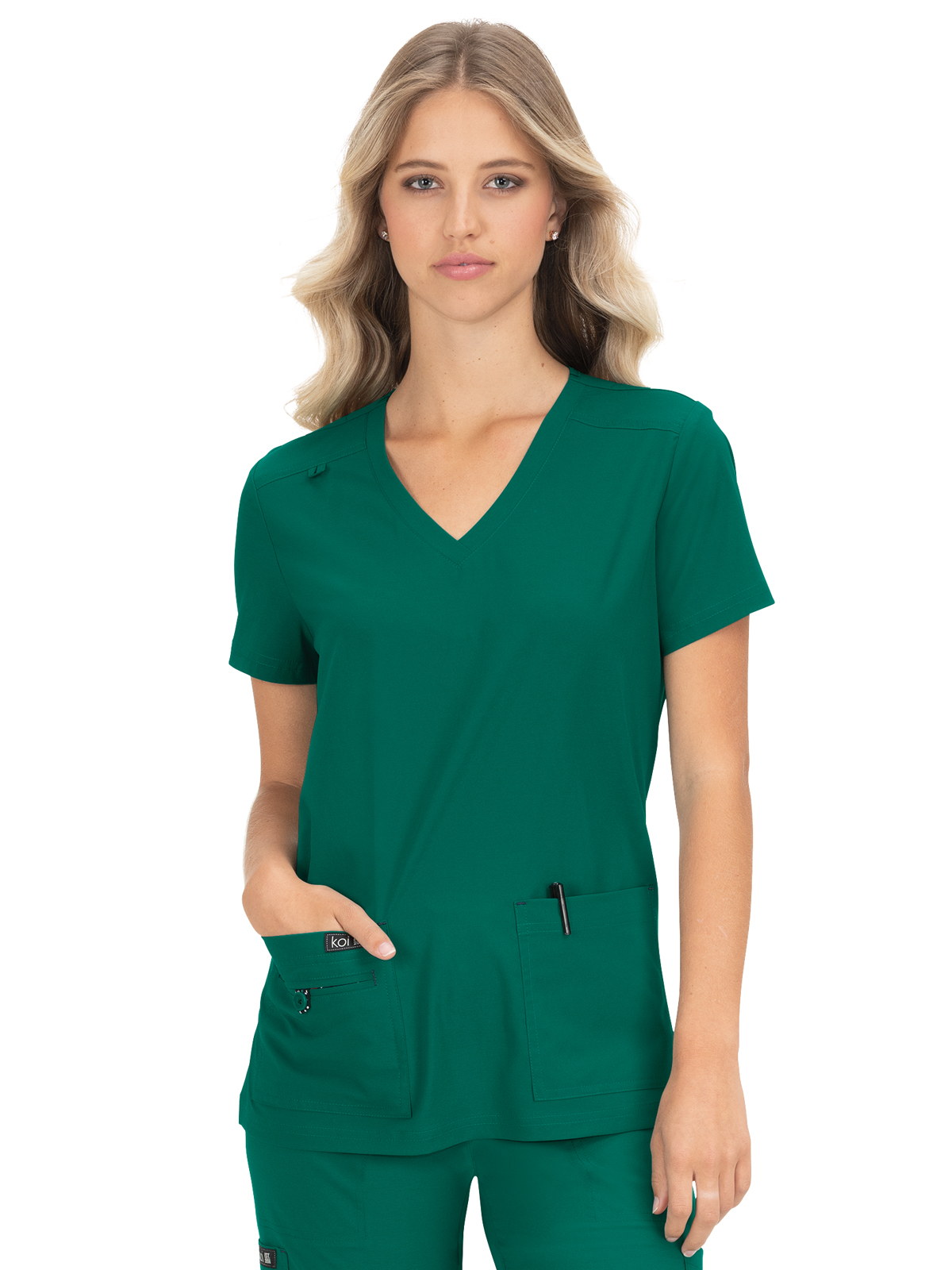 koi - Basics - Women's Four-Pocket Stretch V-Neck Becca Top 26