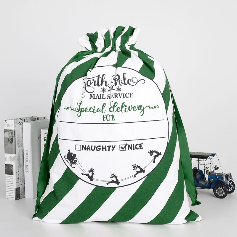 Large Christmas Canvas Gift Bag with Drawstring 6