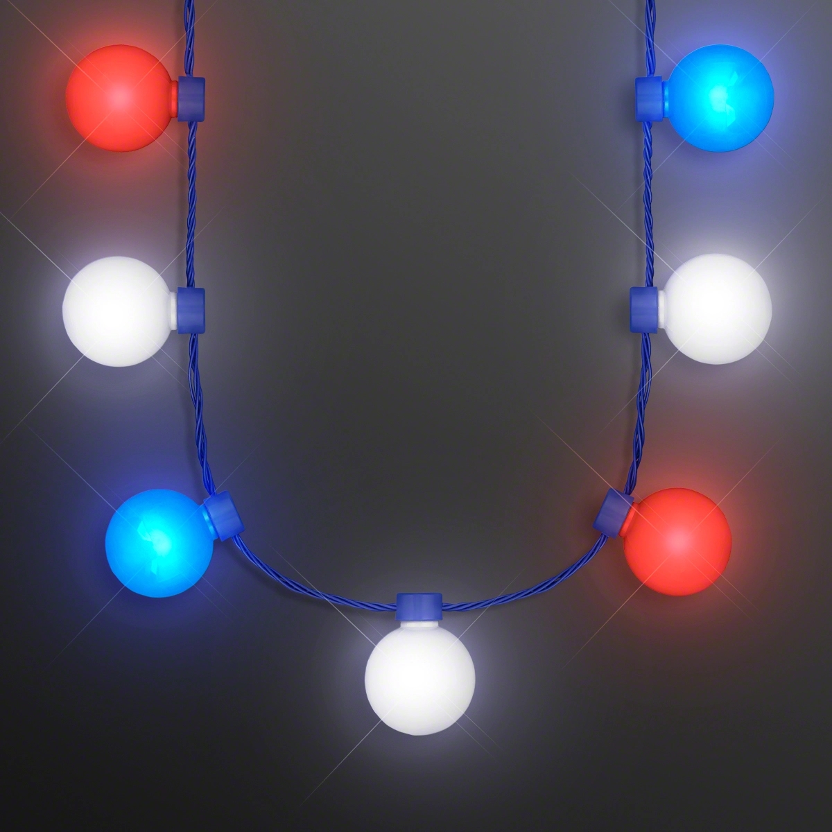 Red White & Blue Light Globes Necklace 5