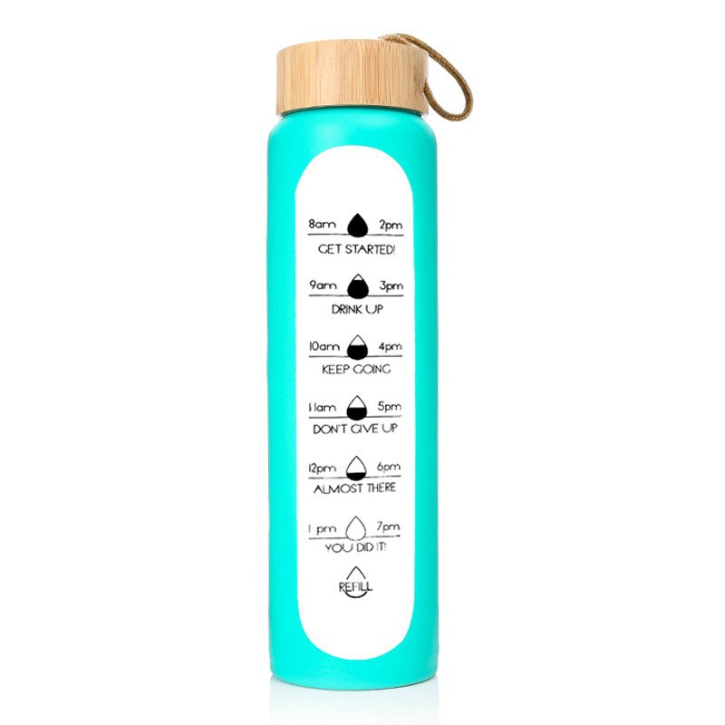 32oz Reusable Glass Bottle w/ Time Mark 2