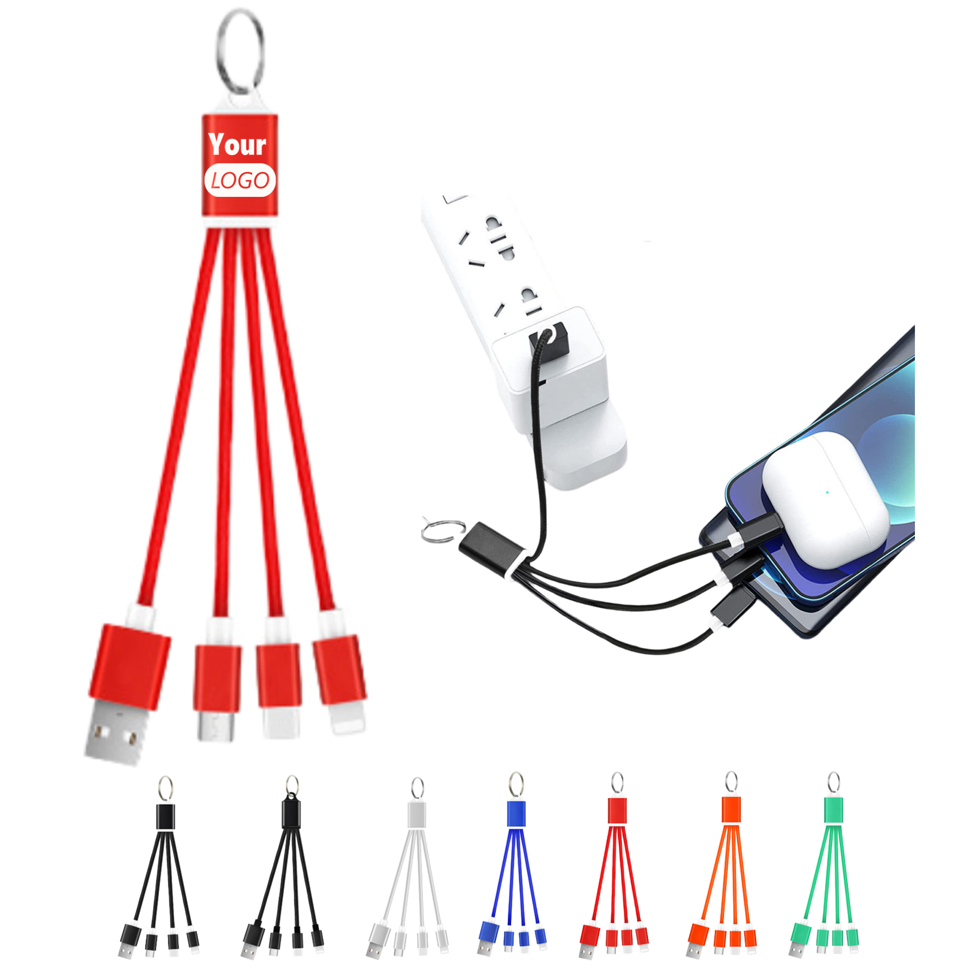 Custom Keychain 3-In-1 ShineCharging Data Cable 3