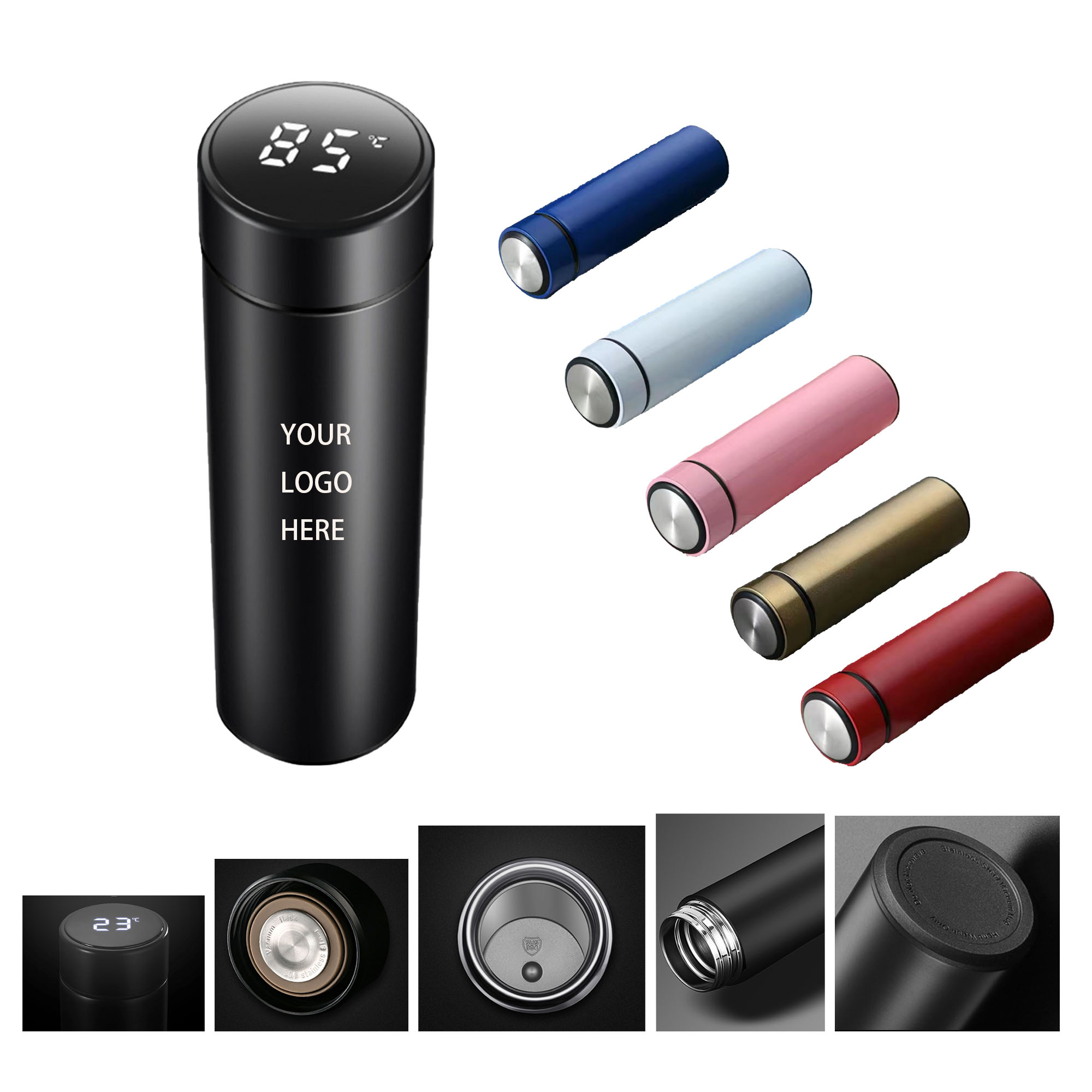 Digital Display Insulated Bottle, custom water bottle with logo imprint 2