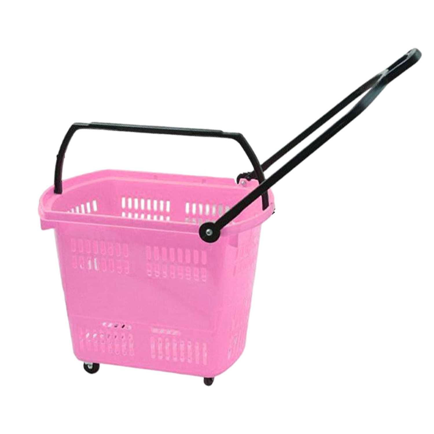 Plastic Wheeled Shopping Baskets w/ Handles 26