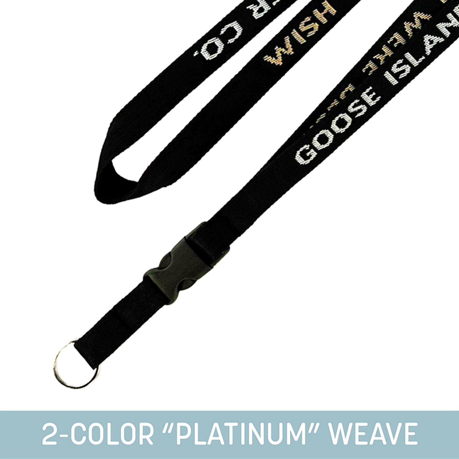 3/4" Woven Detachable Lanyard w/ Split Ring - "Platinum" Weave 6