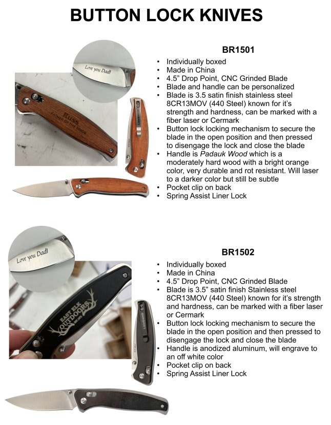Bison River 4.5" Wood Button Lock Knife 2