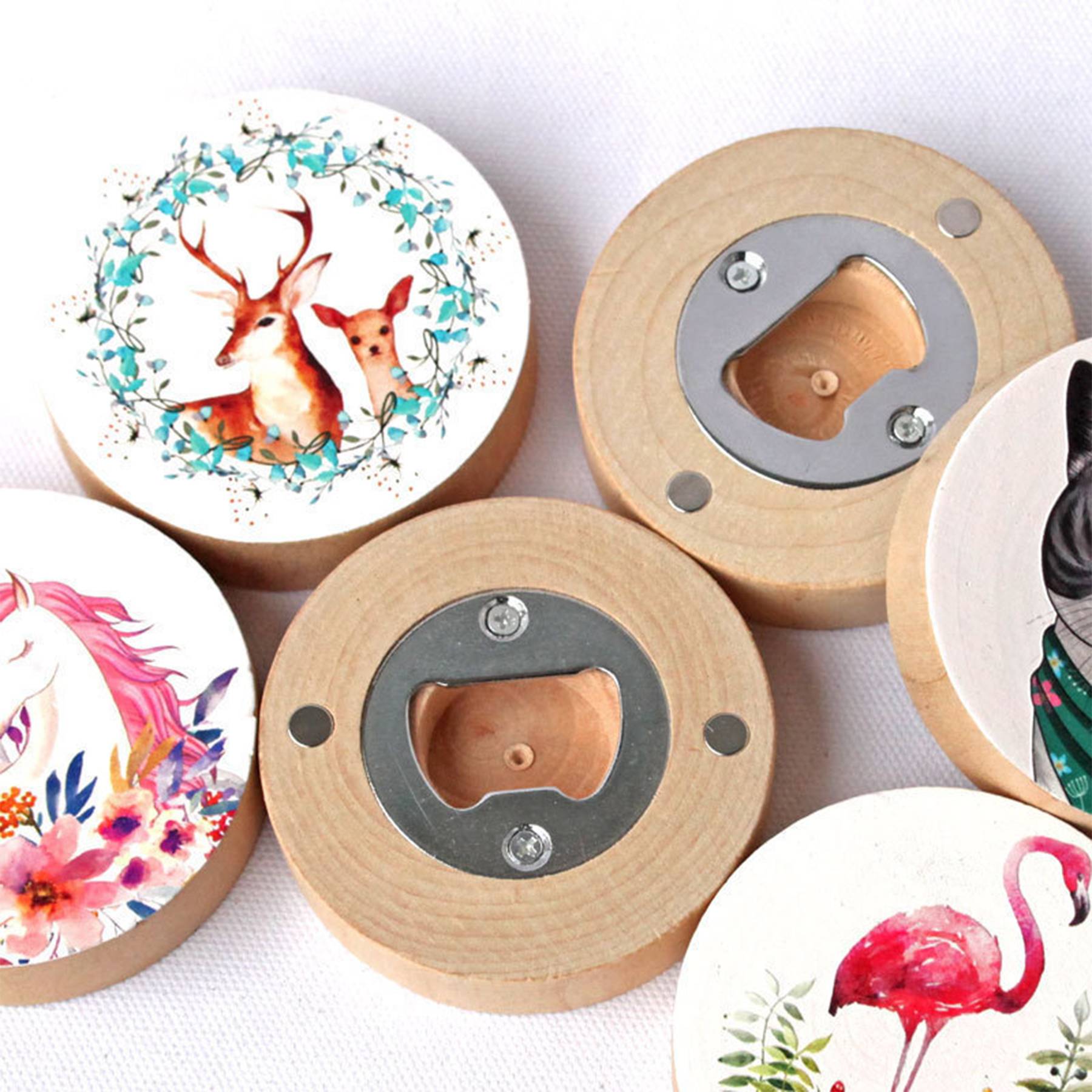 Wood Creative round bottle opener 5