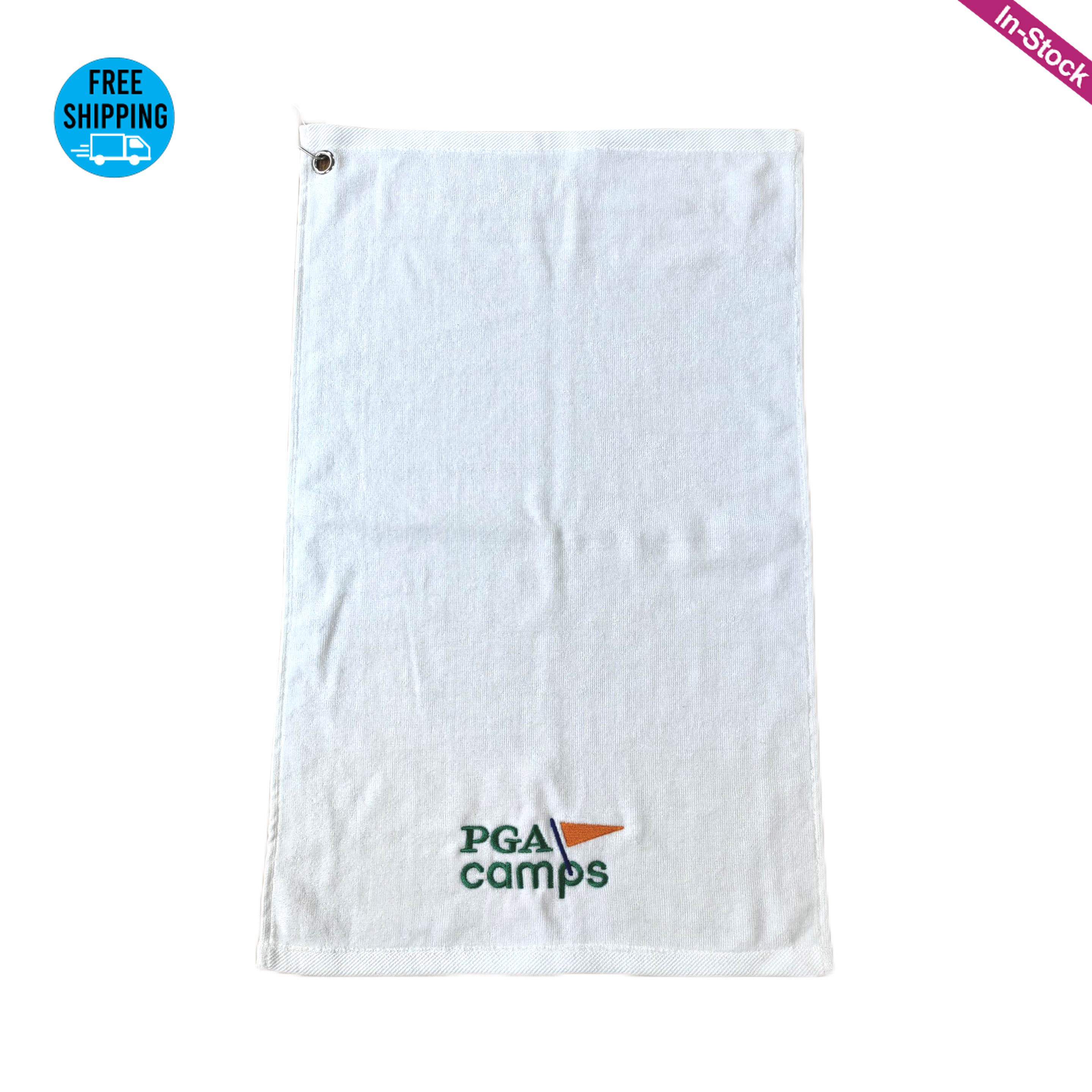 Embroidered 480GSM Cotton Terry Velour Golf Towel With Corner Grommet 5