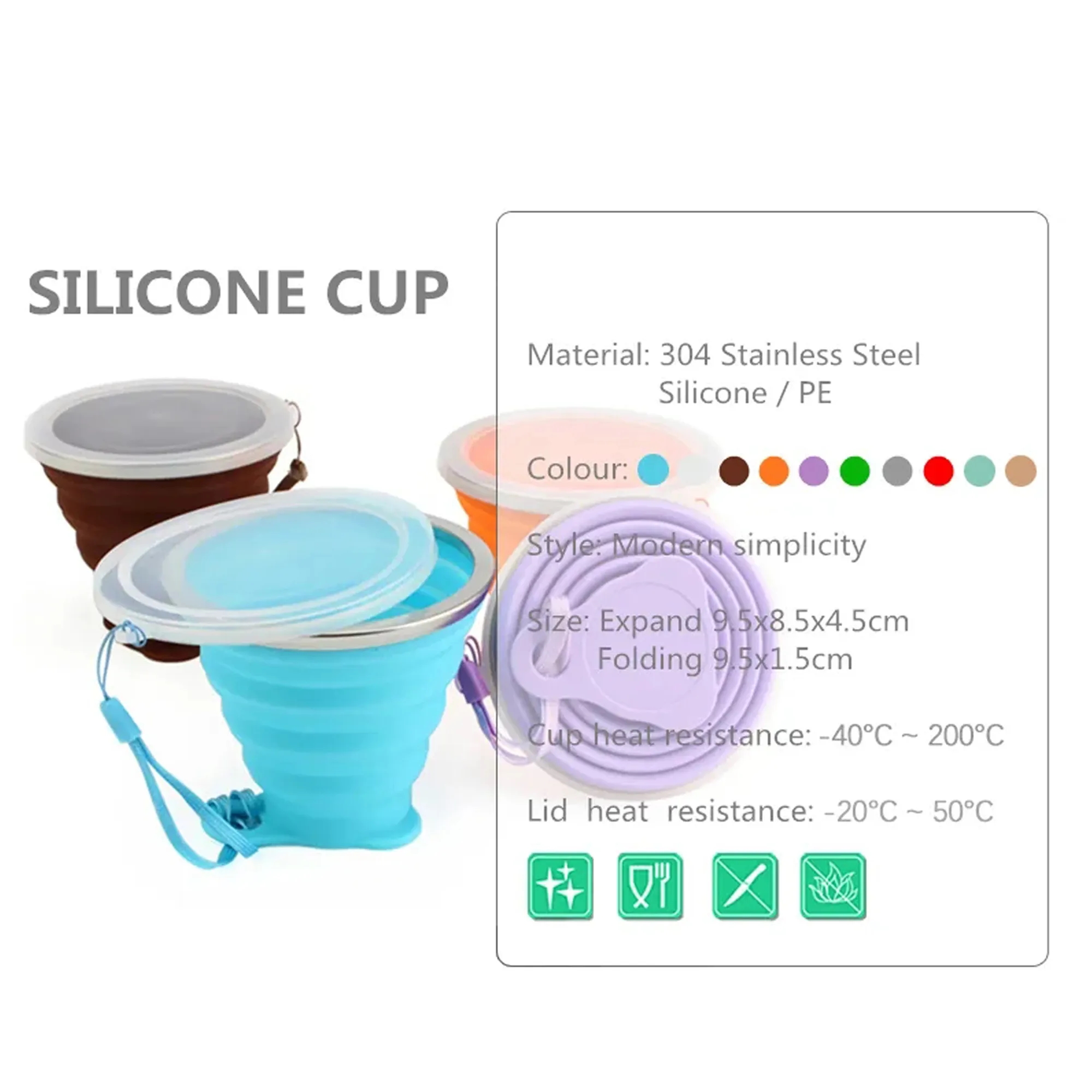 9oz Silicone Collapsible Travel Water Cup MOQ20 3
