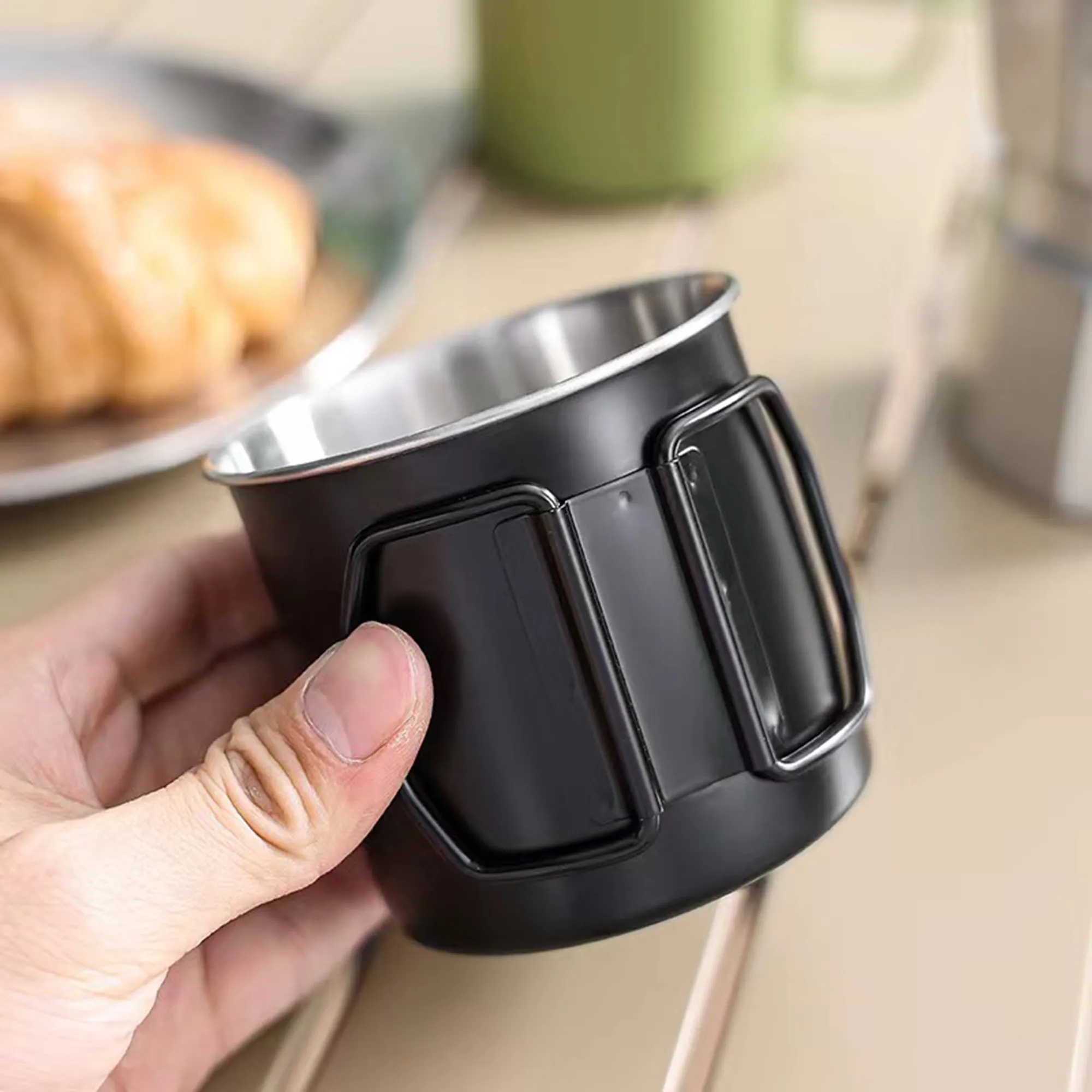 10oz Outdoor Camping Mug With Folding Handle MOQ50pcs 1