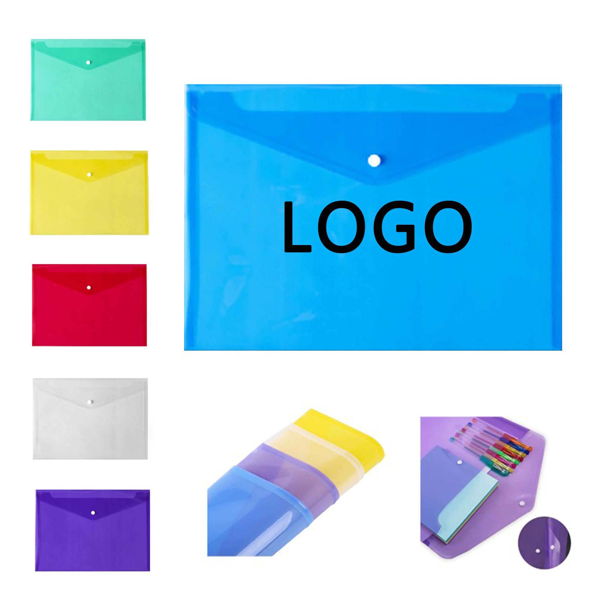 Clear PP Student Document Holder Snap Button File Bag 3