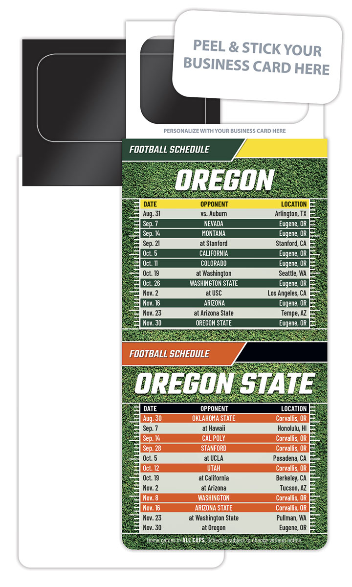 Pro Football Schedule Magnet - Peel and Stick Business Card (3.5x9)