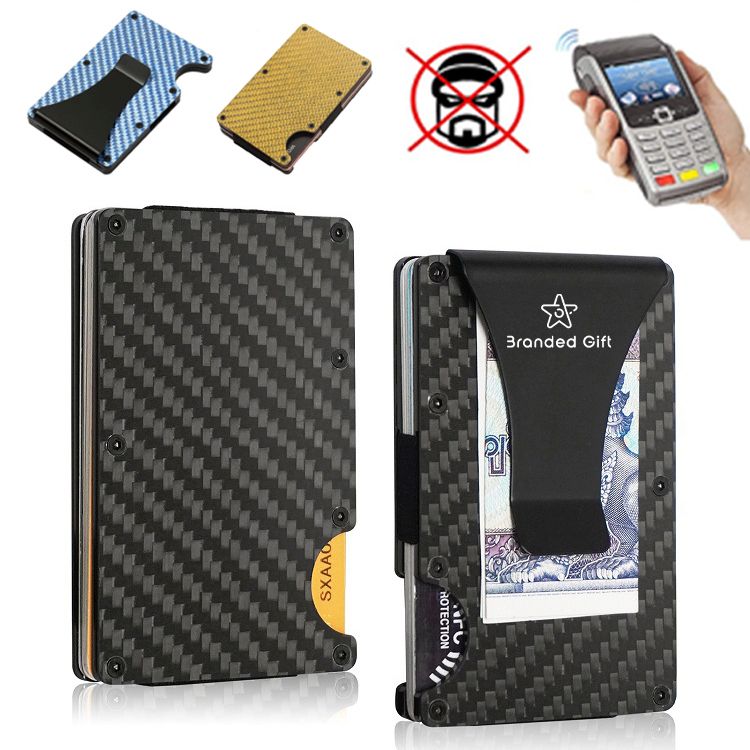 Minimalist Wallet Carbon Fiber Card Holder RFID Blocking 1