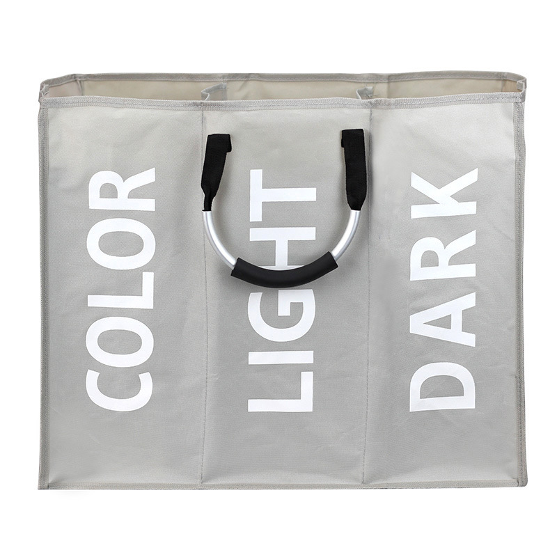 Collapsible Dirty Clothes Basket w/ Three compartments 3