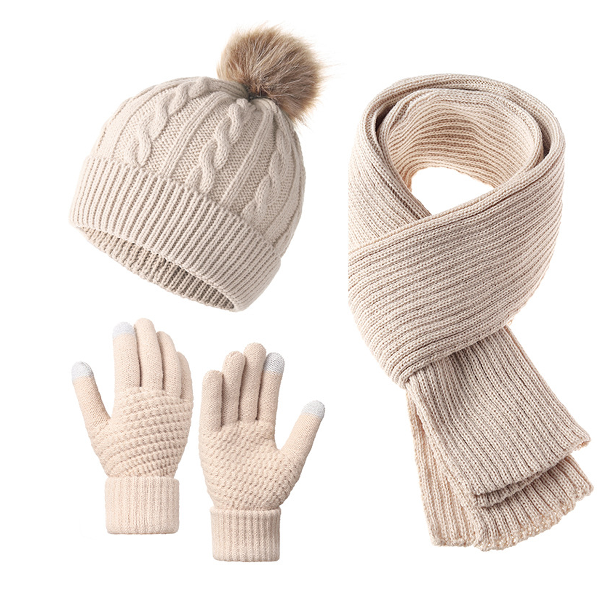Warm Winter 3-Piece Set (Hat, Scarf, Gloves) MOQ 20 4