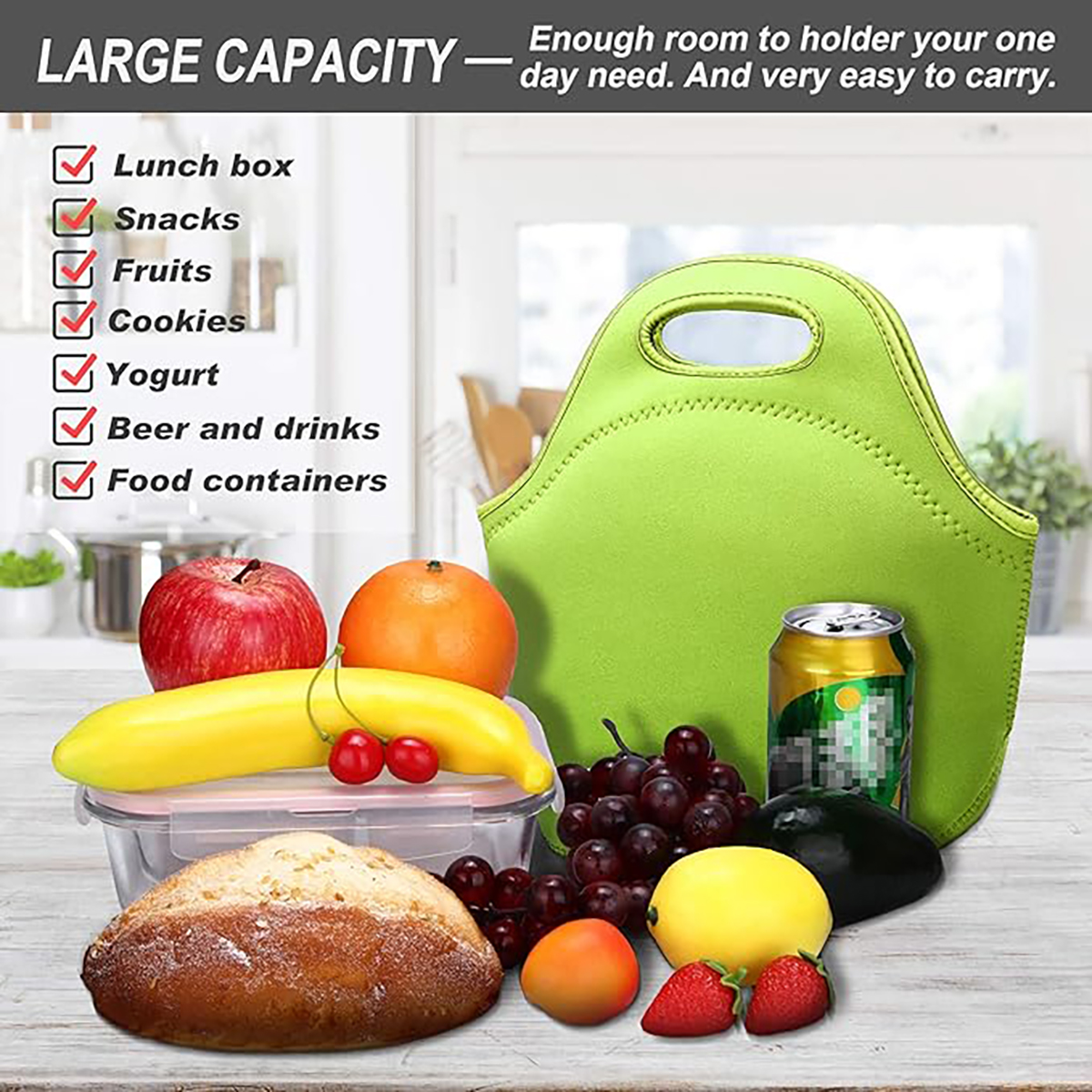 Neoprene Insulated Lunch Tote For Work & Travel 2