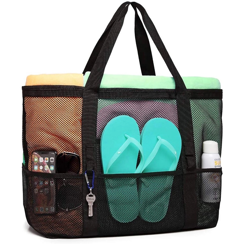 Large Capacity Mesh Beach Bag with 9 Pockets 13