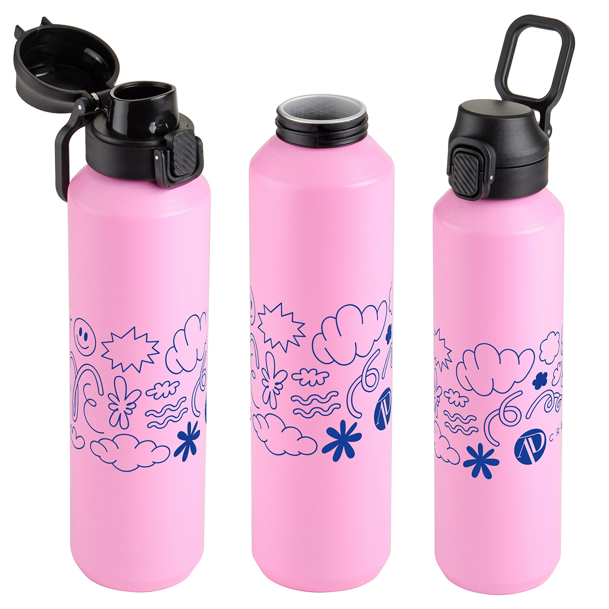 Nexus 27 oz Recycled Aluminum Bottle with Flip-Top Lid and Carabiner 55