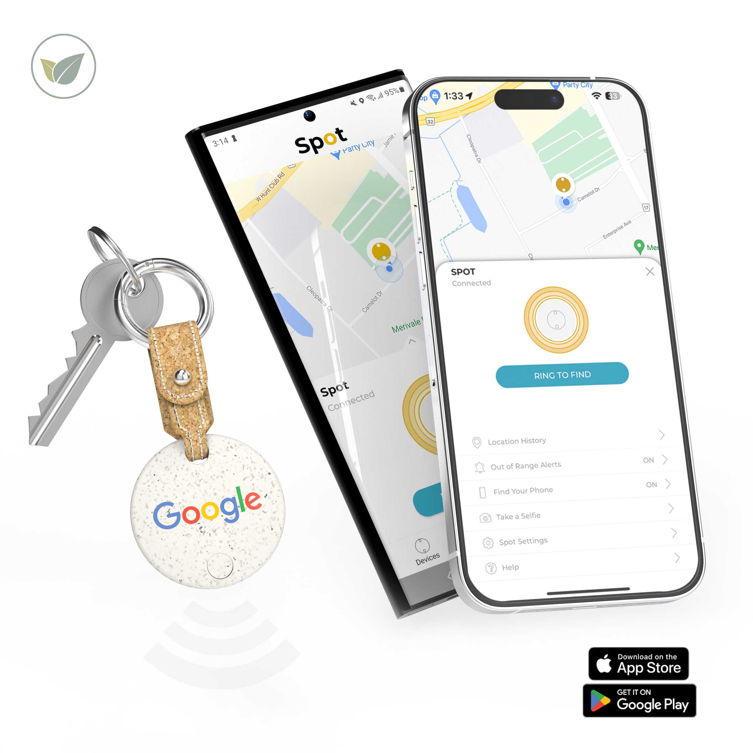 EcoSpot Pro: Eco-Conscious Bluetooth Tracker with Cork Keychain 2