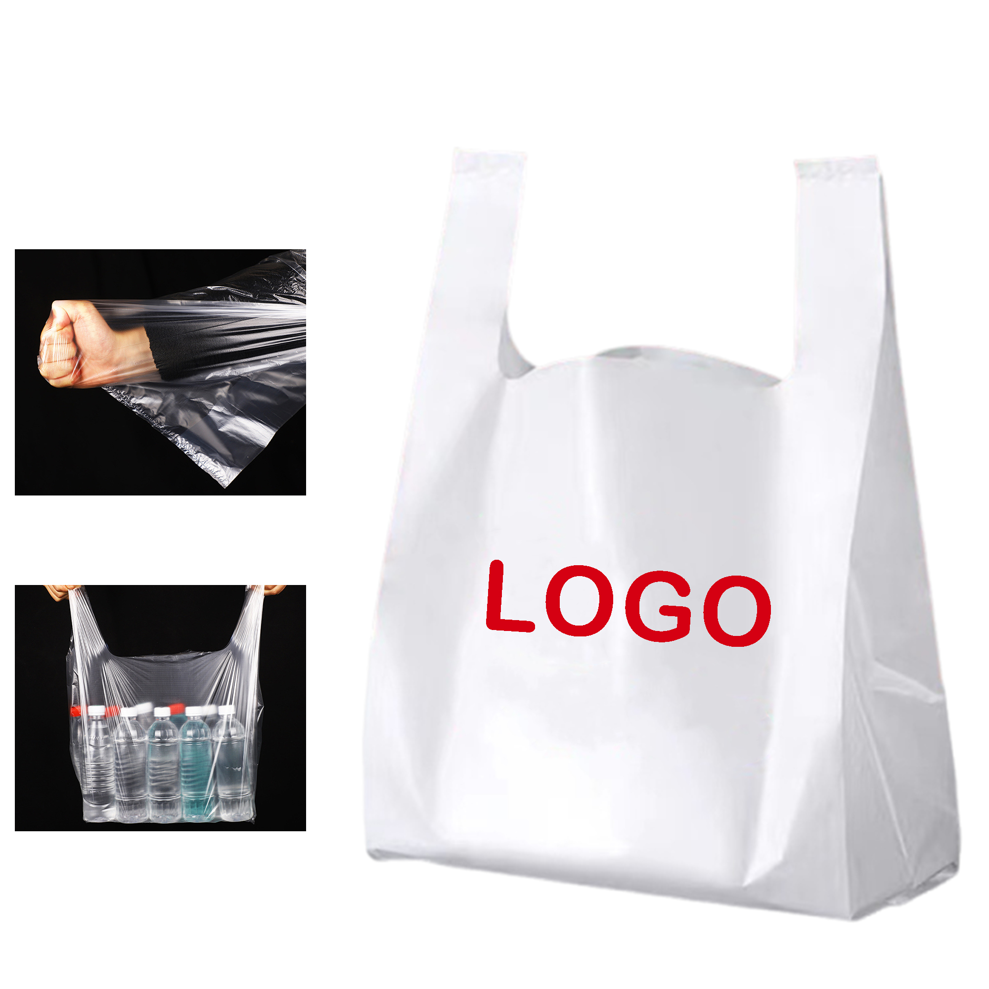 1000pcs 2mil Milky White Logo Plastic Carrier Bags 1
