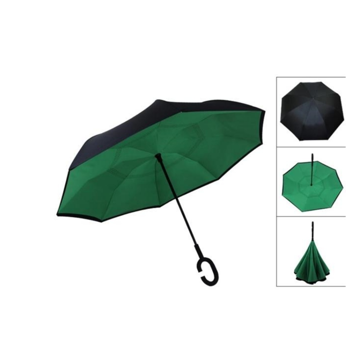 Inverted Reverse Upside Down Umbrella with C-Shaped Handle 7