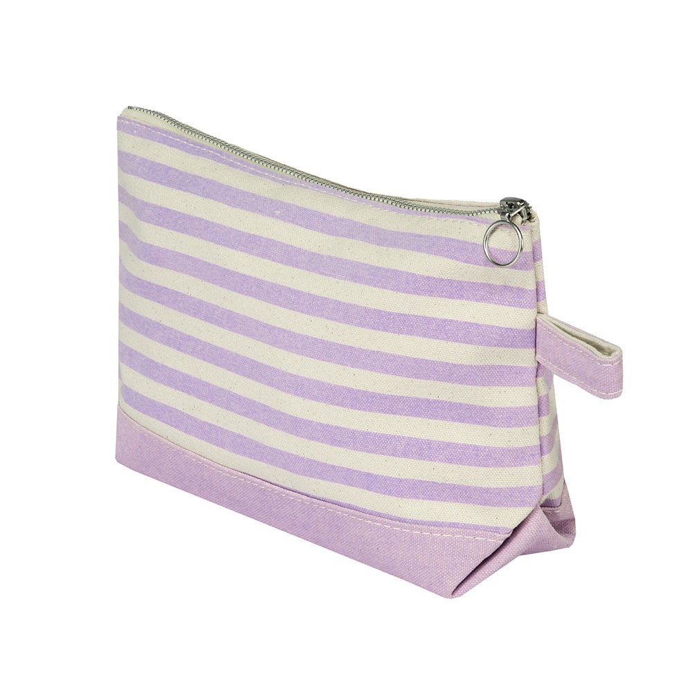 12 Oz. Medium Weight Canvas Stripe Makeup Bag 1