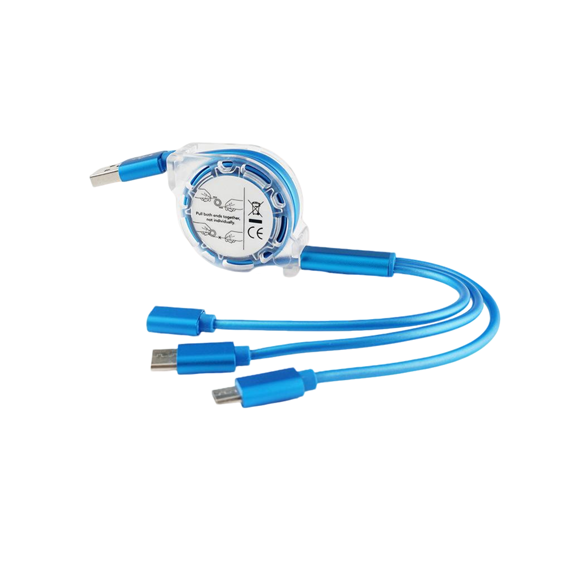 Retractable Three In One Charge Cord 39.4" 8