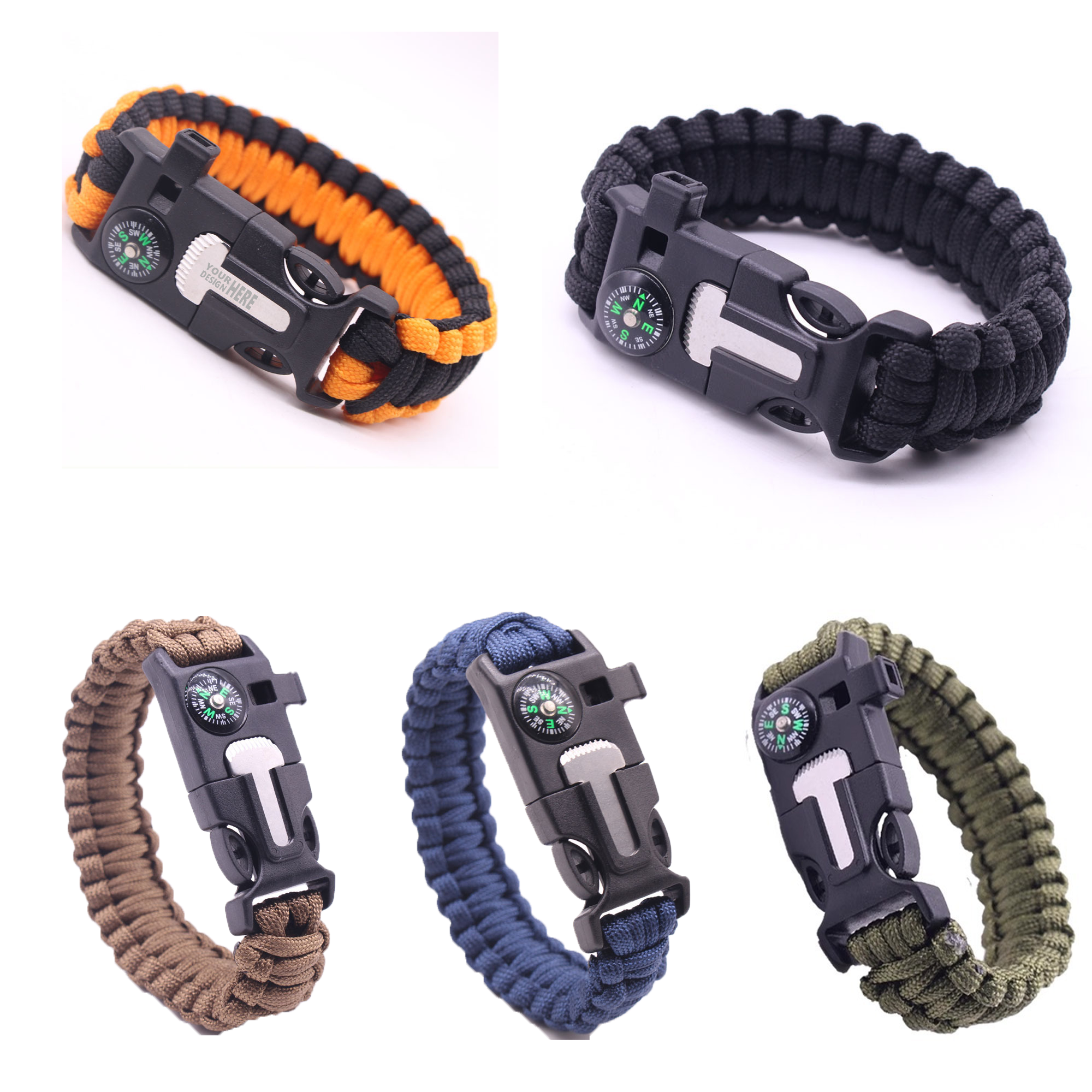 Multi-Functional Wilderness Survival Bracelet With Flint And Compass 1