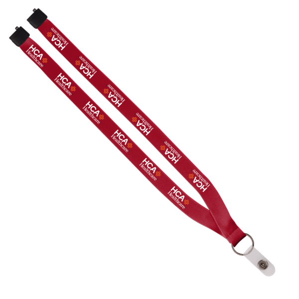3/4" Polyester Lanyard with Sewn Silver Metal Split-Ring 30