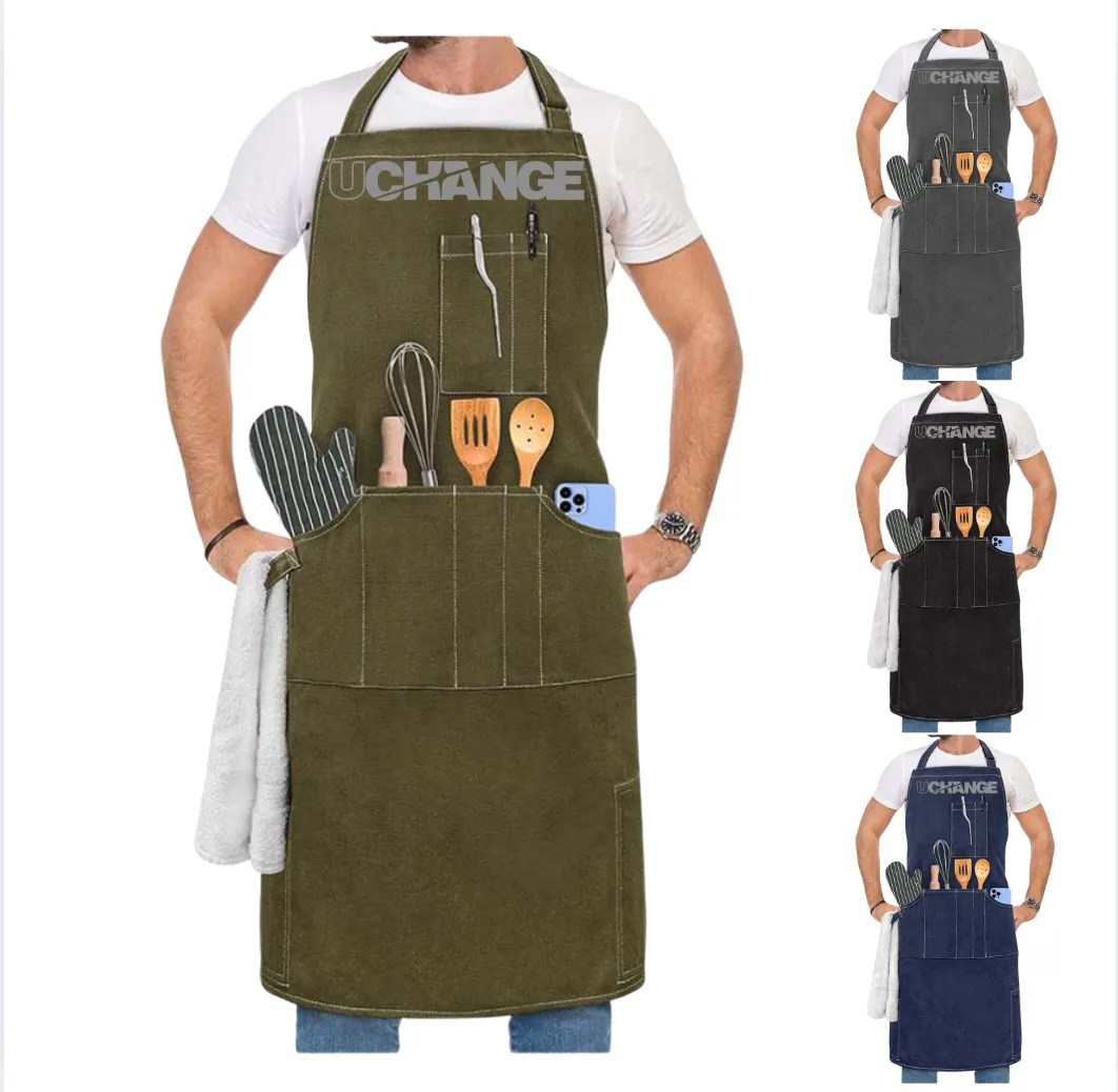 Canvas Utility Apron with Multi Pockets for BBQ & Kitchen 5
