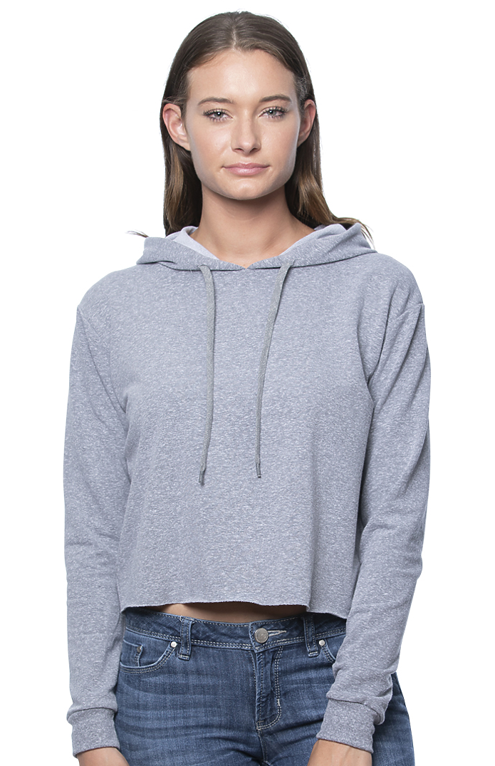 Women's Triblend French Terry Pullover Crop Hoodie 2