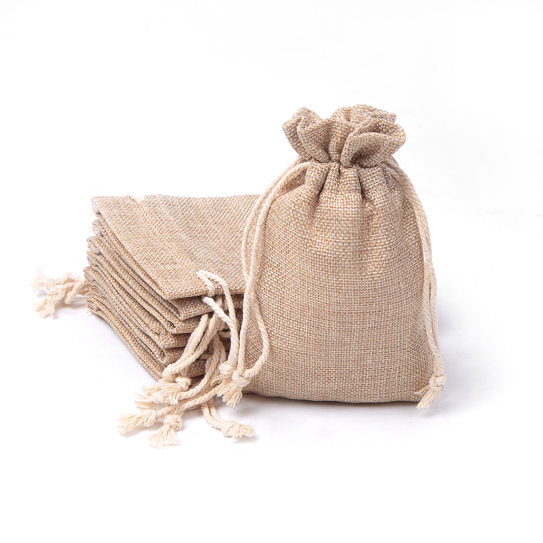 5 7/8" X 3 7/8" Burlap Drawstring Bag 3