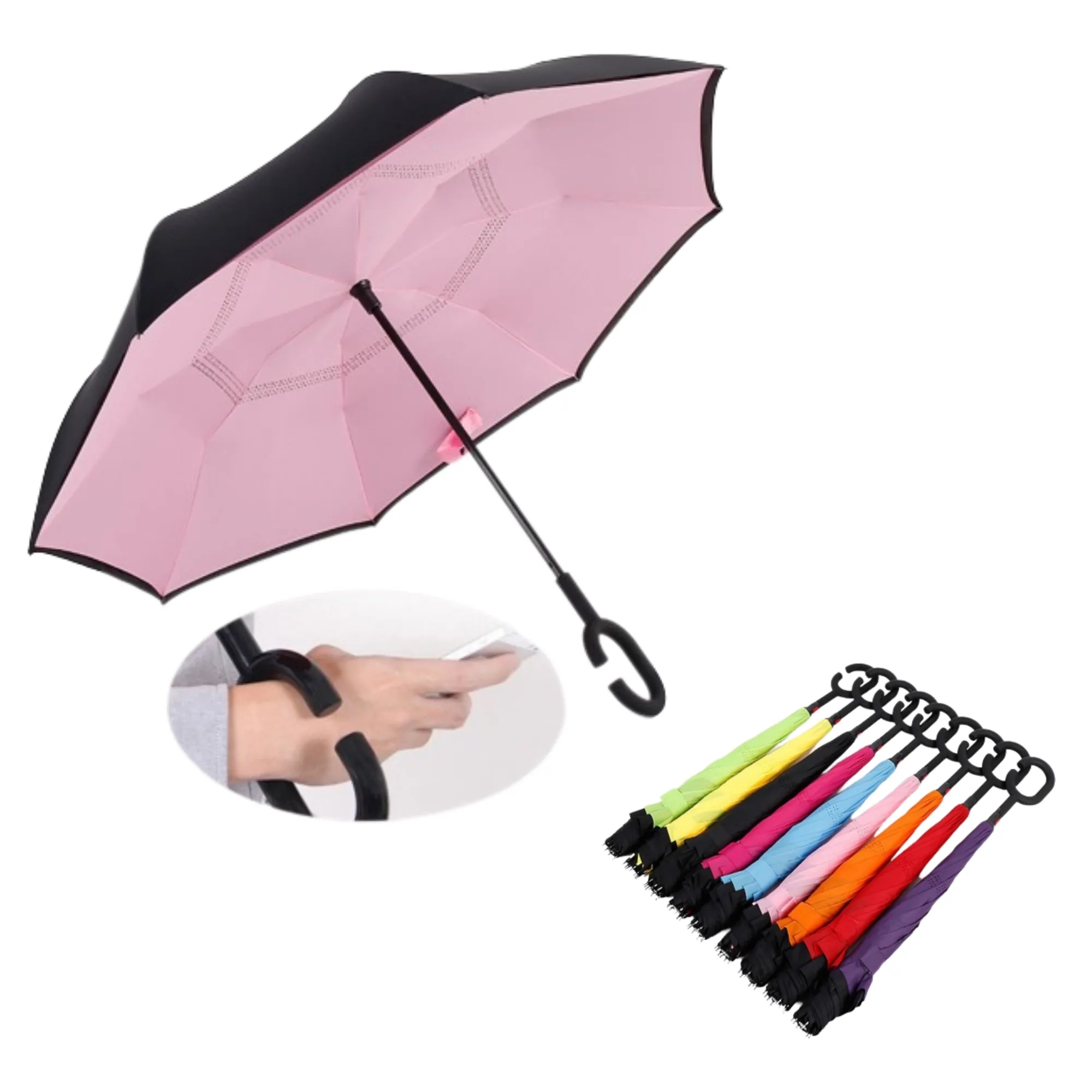 Reverse Folding Umbrella Compact Inverted Windproof 8