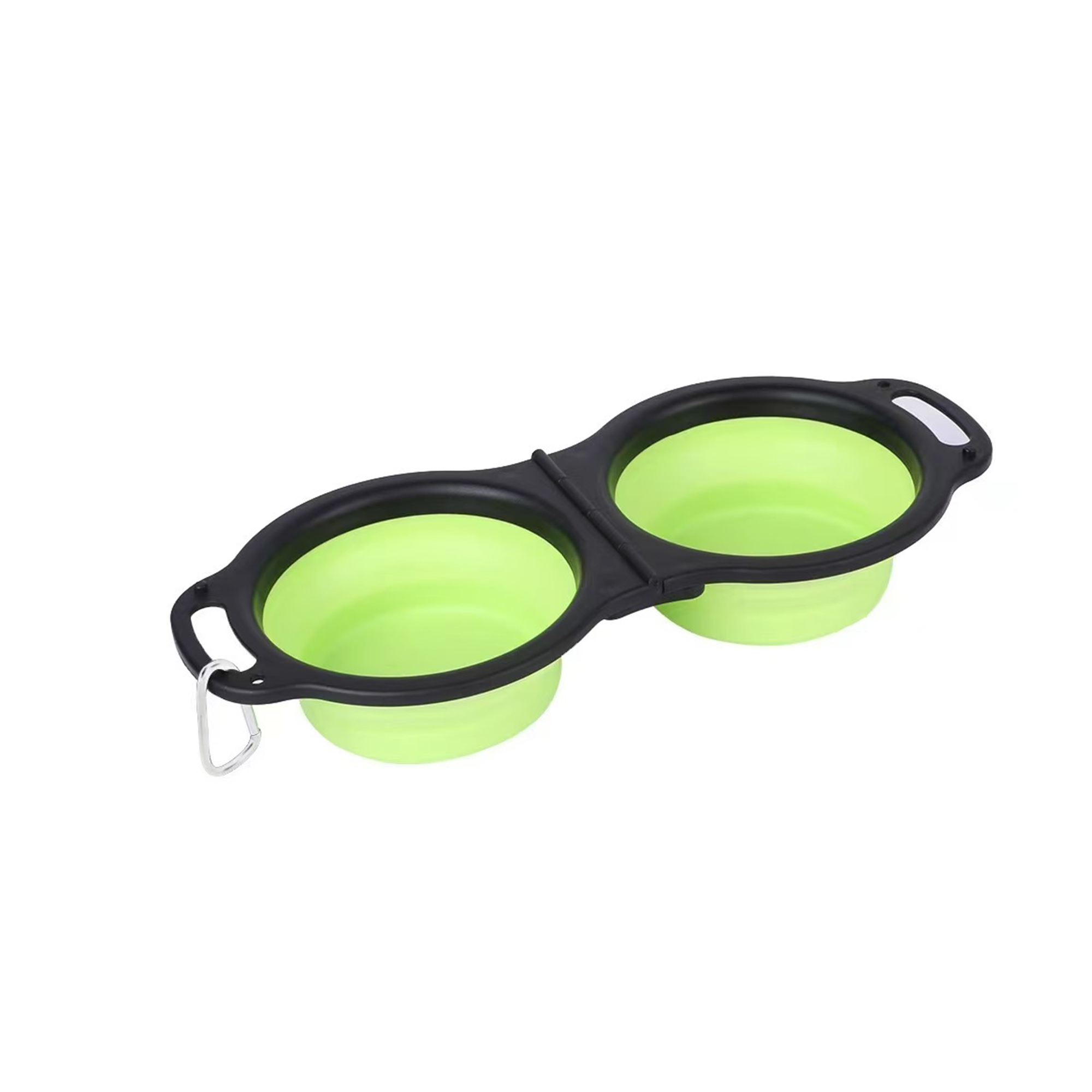 Folding Double Pet Bowl With Carabiner Attachment 2