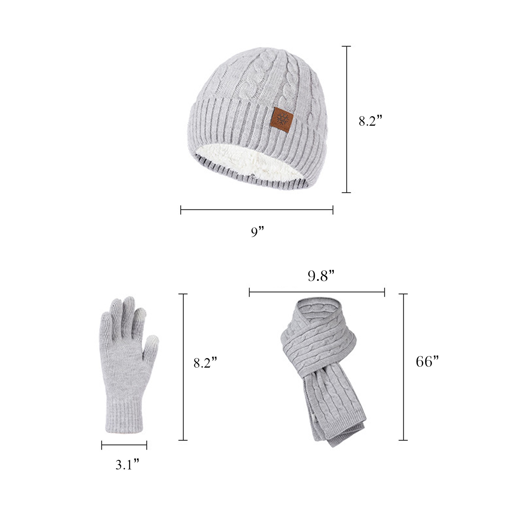 Winter Knit Beanie Hats and Touchscreen Gloves Long Scarf Set 4