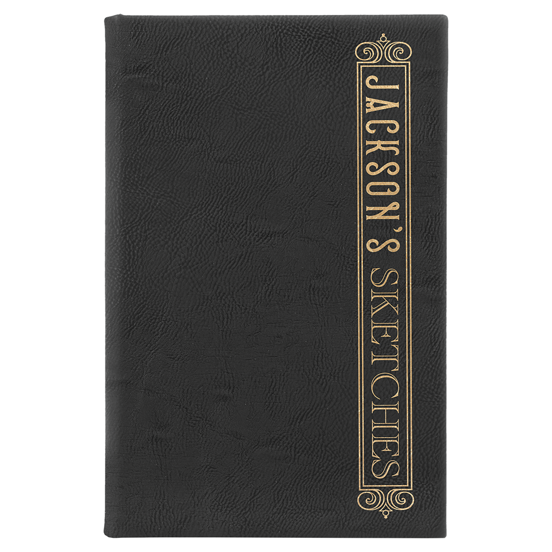5 1/4" x 8 1/4" Black/Gold Leatherette Sketch Book-Unlined Paper 1