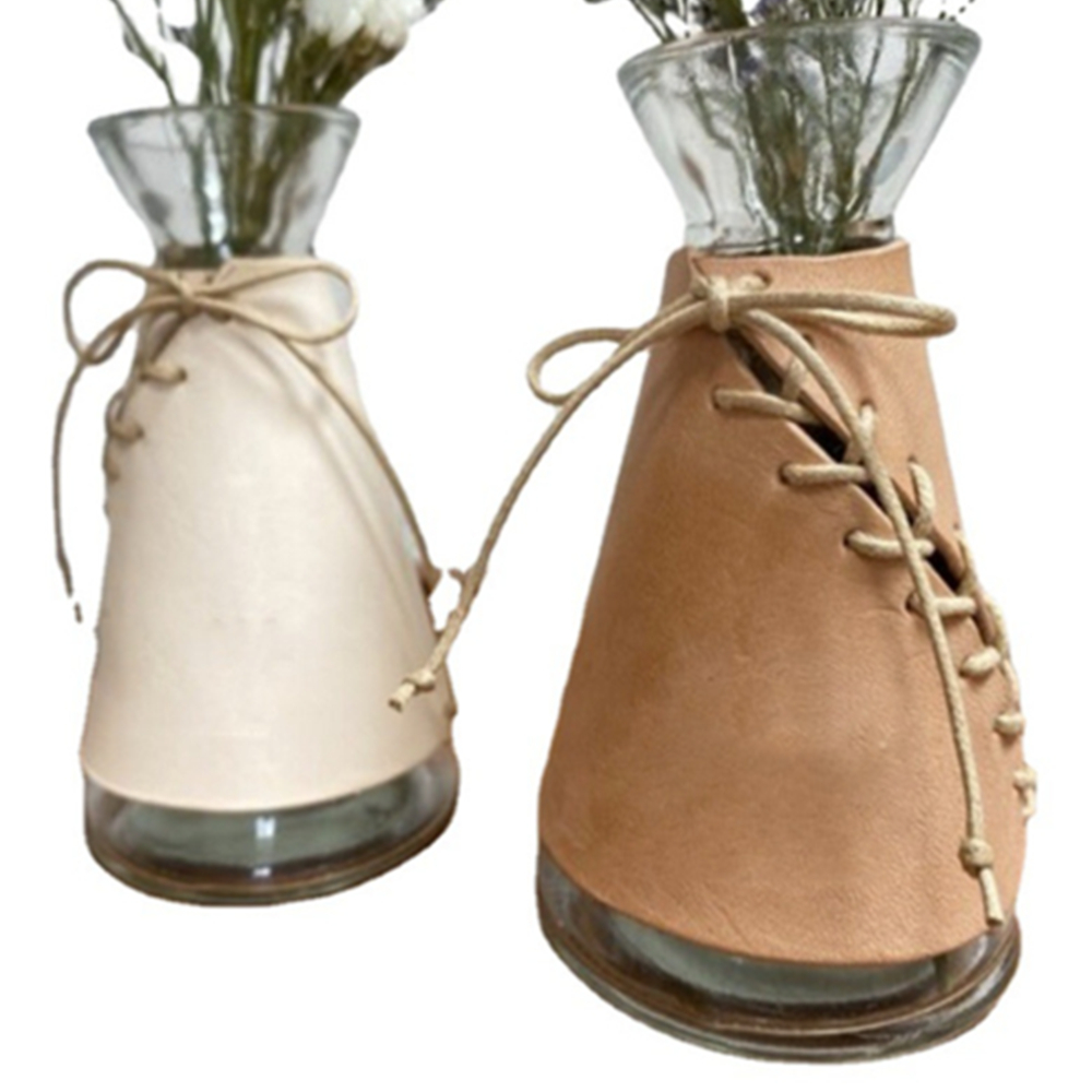 Leather Weave Flower Vase Cover Holder 4