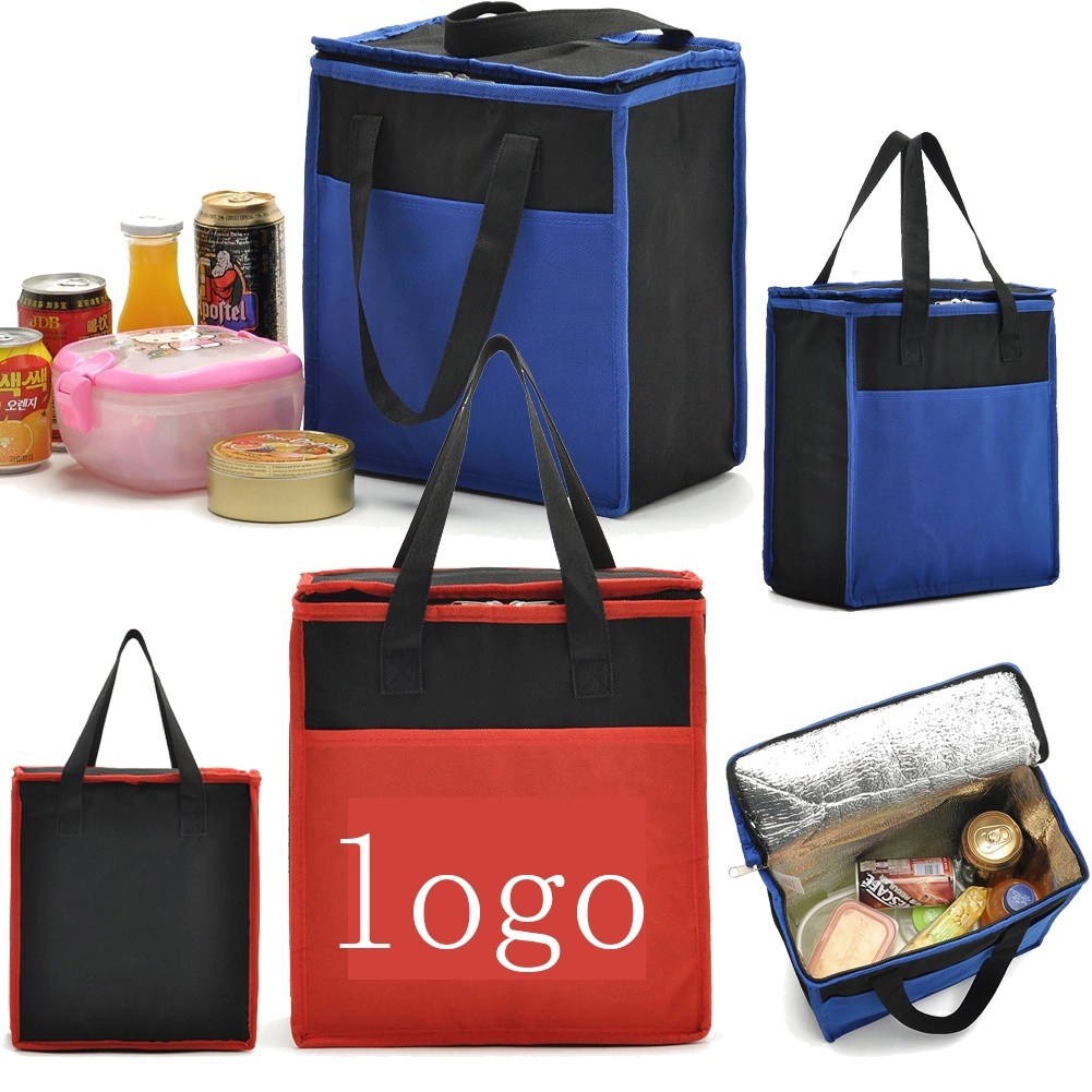 Two-Tone Insulated Lunch Bag Non-Woven Grocery Tote 2