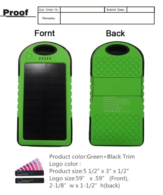 Outdoor Water Resistant Solar Power Bank 18